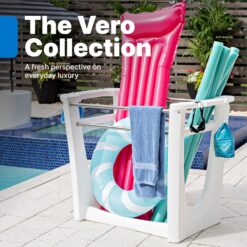 Step2 Vero Poolside Organizer, Outdoor/Indoor Waterproof Patio Furniture, Pool & Toy Storage, Made of Durable Plastic, White