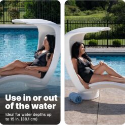 Step2 Mondello Lounger with Shade, Stylish Poolside Lounger, Fade-Resistant, Waterproof Patio Furniture for Sun Shelf, Weighted, White