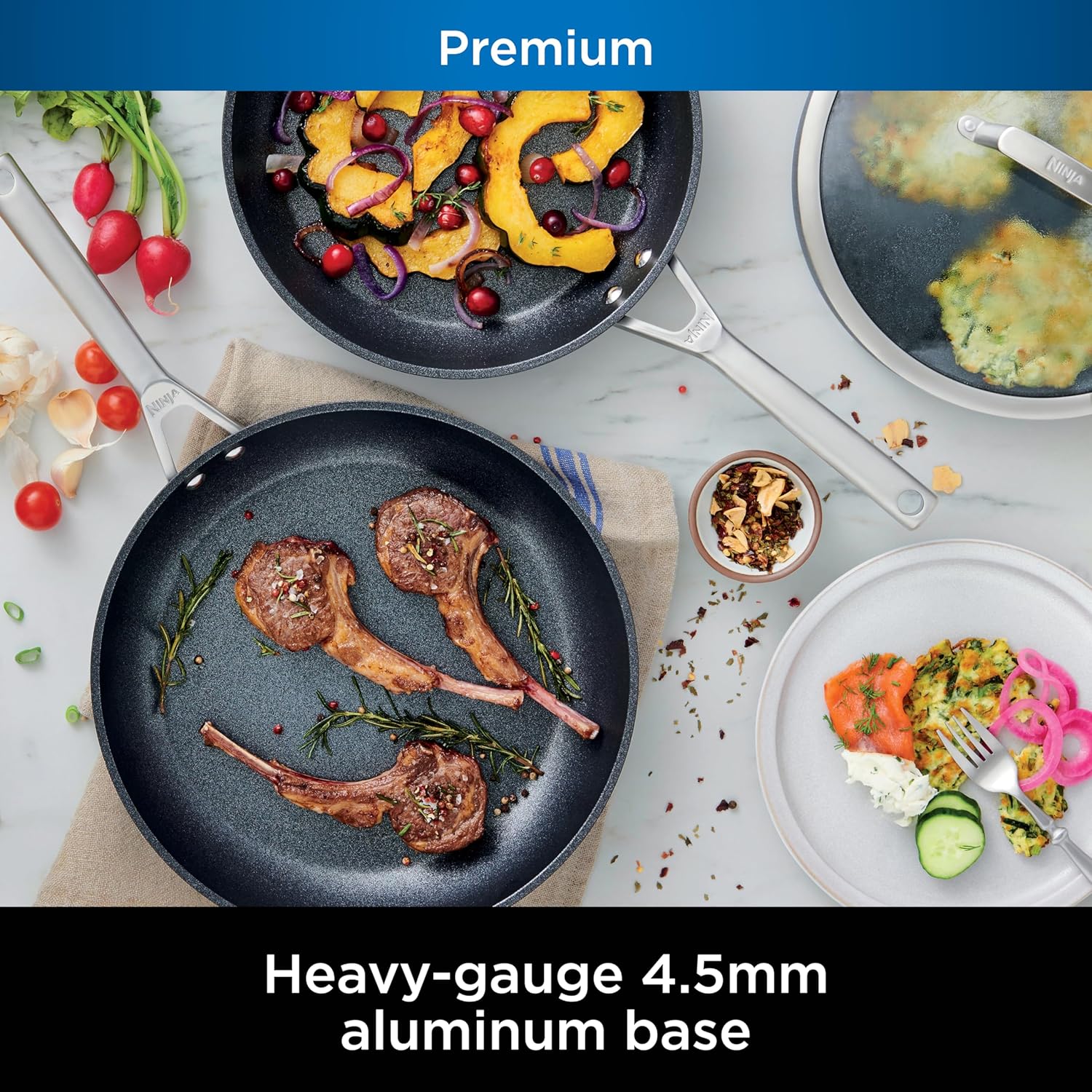 Ninja Cookware, Ninja NeverStick Premium, 16-Piece Pots and Pans Set, Non Stick Frying Pans, Kitchen Essentials, Stock Pot