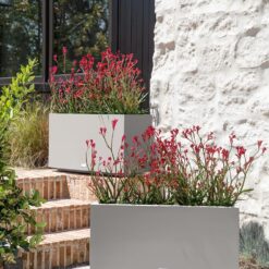 Veradek Block Series Long Box Planter - Large Rectangular Planter for Indoor or Outdoor Patio/Porch, Gray