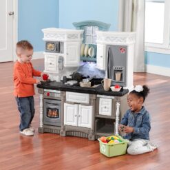 Step2 Lifestyle Dream Kids Kitchen Playset, Indoor/Outdoor Kitchenette, Interactive Play with Lights and Sounds, Gray
