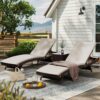 Pamapic Patio Chaise Lounge Set 3 Pieces with Adjustable Backrest and Removable Cushion