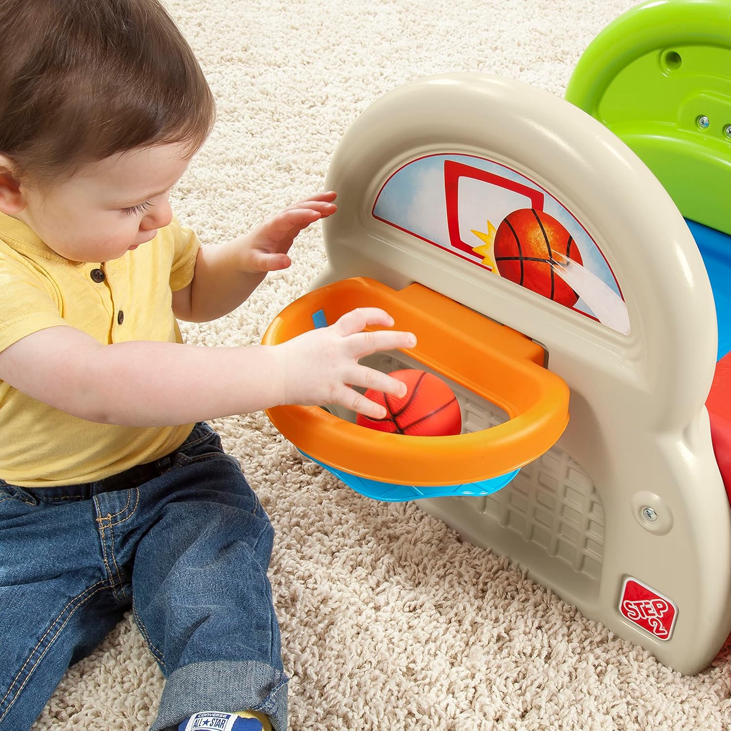 Step2 Sport-Tastic Activity Center, Kids Playhouse, Indoor/Outdoor Playset & Slide, Play Gym Includes Bat & Balls