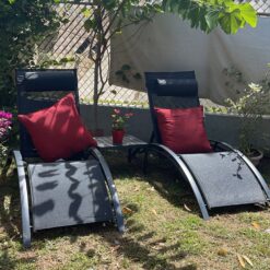 PURPLE LEAF Patio Chaise Lounge Set of 3 Outdoor Lounge Chair Beach Pool Sunbathing Lawn Lounger, Black