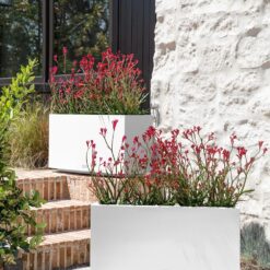 Veradek Block Series Long Box Planter - Large Rectangular Planter for Indoor or Outdoor Patio/Porch, White