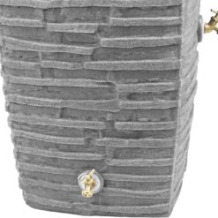 Good Ideas Impressions Riverwalk Rain Barrel with 2 Metal Spigots, 50 Gallon, Dark Granite