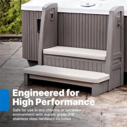 Step2 Hot Tub Storage Steps with Handrails, 2-Step Stool, Waterproof Stairs for Outdoor/Indoor Pool or Jacuzzi, Dark Cedar