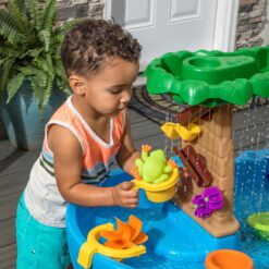 Step2 Tropical Rainforest Water Table, Kids Water and Sand Activity Sensory Playset, Summer Outdoor Toys, Blue & Brown