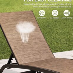 Crestlive Products Outdoor Chaise Lounge Chairs with Wheels Set of 2, Pool Lounge Chairs with 5 Adjustable Position, Brown