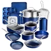 Granitestone Blue 20 Piece Aluminum Non Stick Cookware & Bakeware Set with Ultra Nonstick Surface, Oven & Dishwasher Safe