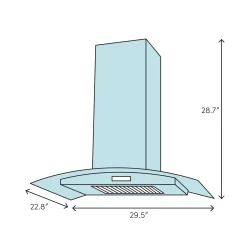 Cosmo 30 in. Lumin Collection Ductless Island Range Hood, Soft Touch Controls, Permanent Filters, LED Lights, Stainless Steel