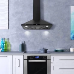 Cosmo 30 in. Vista Collection Ducted Wall Mount Range Hood, Touch Controls, LED Lights, Permanent Filters, Matte Black