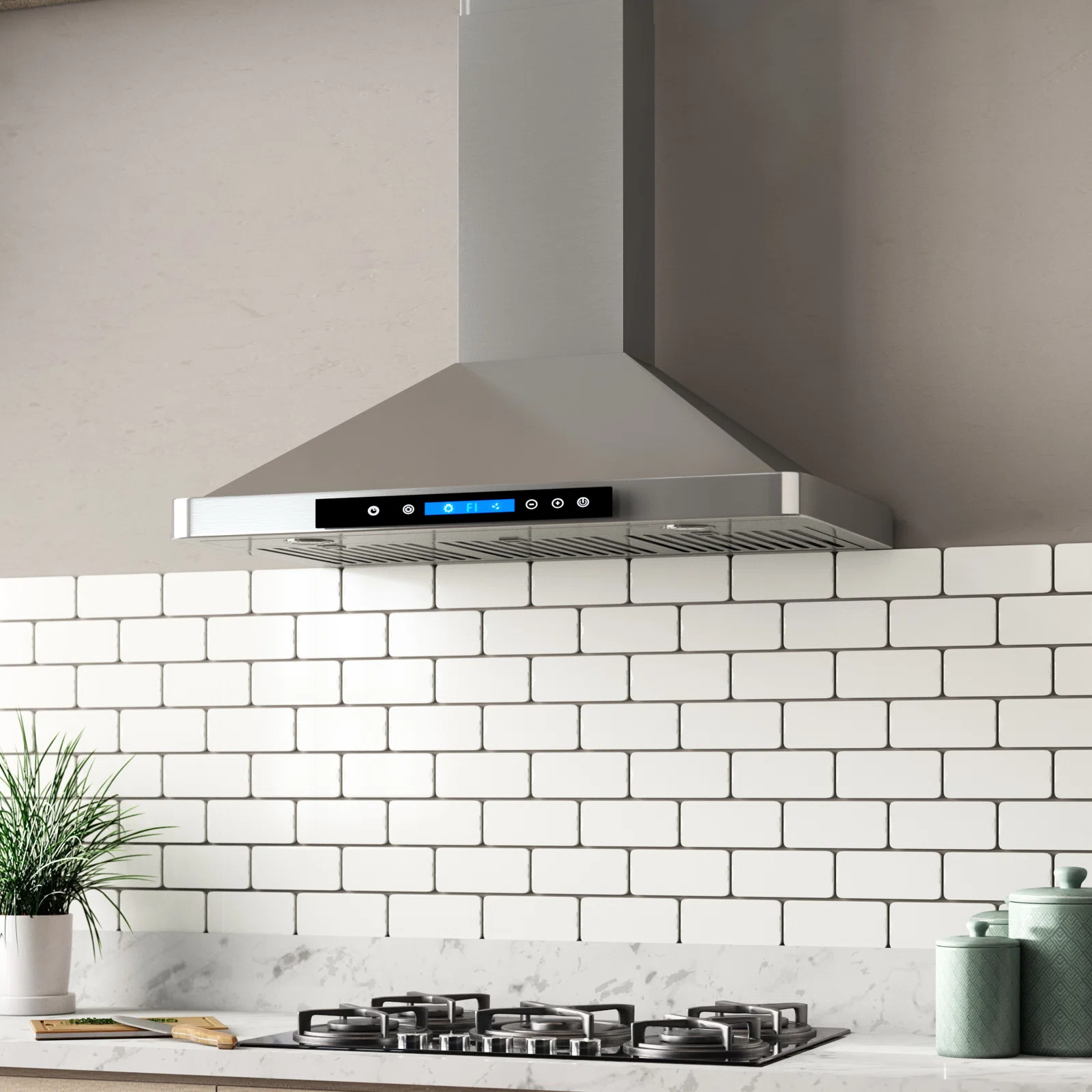 Cosmo 36 in. Vista Collection Ducted Wall Mount Range Hood, Touch Controls, LED Lights, Permanent Filters, Stainless Steel