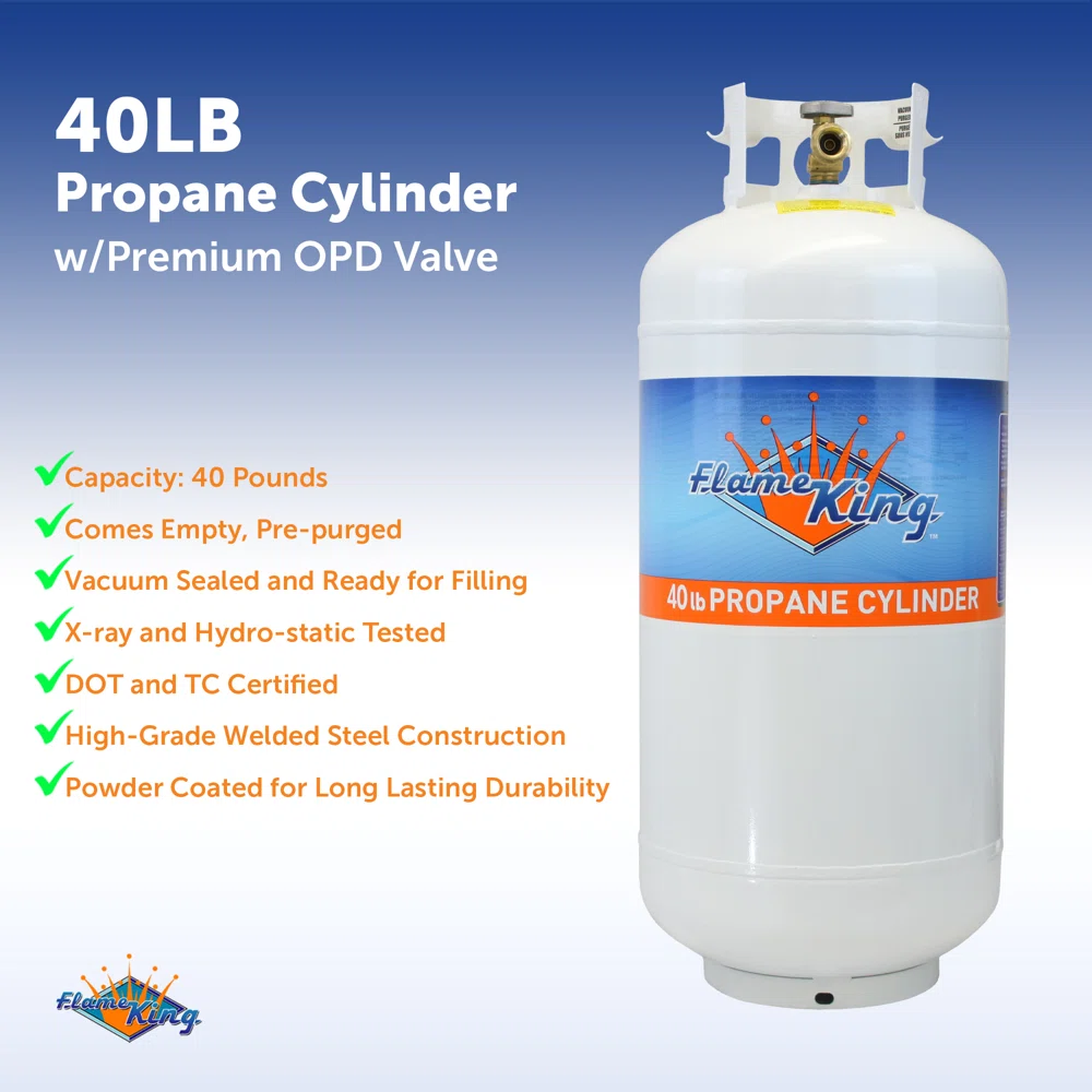 Flame King 40LB Empty Steel Propane Tank LP Cylinder with Type 1 OPD Valve, for Grills and BBQs - Image 7