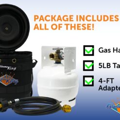Flame King Propane Gas Hauler Kit 3lb Empty Propane Tank, Adapter Hose and Insulated Protective Carry Case