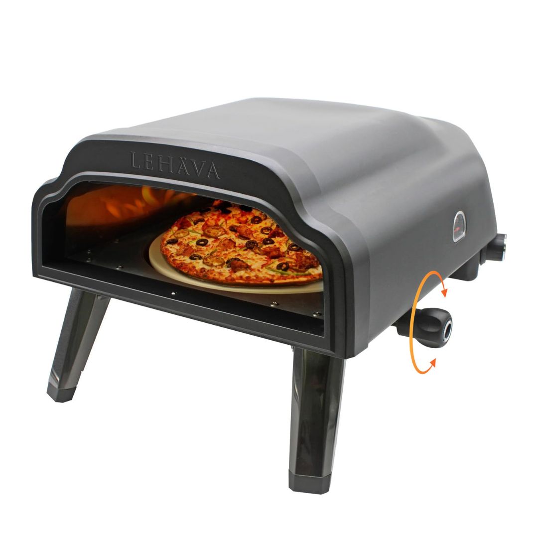 Flame King Outdoor Portable 14-inch Propane Pizza Oven Gas 360 Degree Rotating Stone