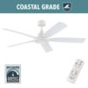 Hampton Bay Amaia 56 in. Indoor/Outdoor Coastal Grade DC Motor Matte White Ceiling Fan