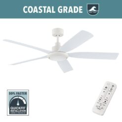 Hampton Bay Amaia 56 in. Indoor/Outdoor Coastal Grade DC Motor Matte White Ceiling Fan