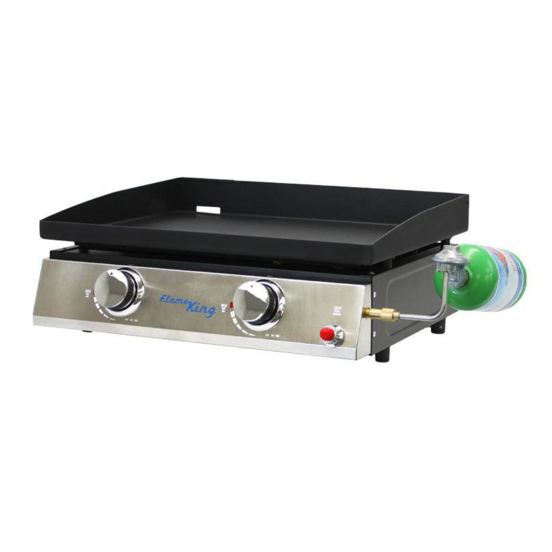 Flame King 22 Inch Portable Double Burner Griddle Iron Auto Ignite