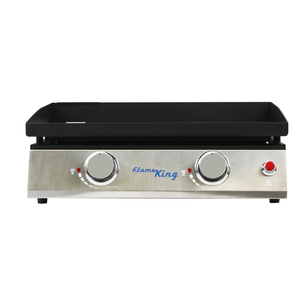 Flame King 22 Inch Portable Double Burner Griddle Iron Auto Ignite