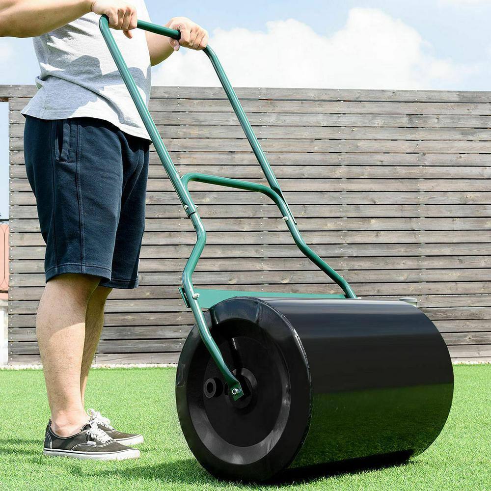 ANGELES HOME 20 in. W x 50 in. L Water and Sand Filled Steel Lawn Roller