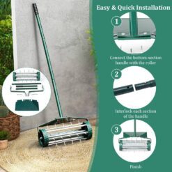 ANGELES HOME 18 in. Heavy Duty Rolling Spike Lawn Aerator with Splash-Proof Fender for Garden