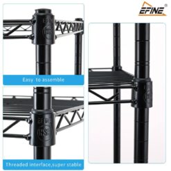 EFINE Black 5-Tier Rolling Carbon Steel Wire Garage Storage Shelving Unit with Casters (30 in. W x 63 in. H x 14 in. D)