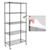 EFINE Black 5-Tier Rolling Carbon Steel Wire Garage Storage Shelving Unit with Casters (30 in. W x 63 in. H x 14 in. D)