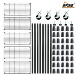 EFINE Black 5-Tier Rolling Carbon Steel Wire Garage Storage Shelving Unit with Casters (30 in. W x 63 in. H x 14 in. D)