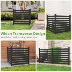 Ares 38 in. x 46 in. Black Garden Fence W/Post And No-Dig Steel Cone Anchor Recycled Plastic Privacy Fence Panel(4-Pack)