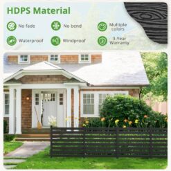 Ares 38 in. x 46 in. Black Garden Fence W/Post And No-Dig Steel Cone Anchor Recycled Plastic Privacy Fence Panel(4-Pack)