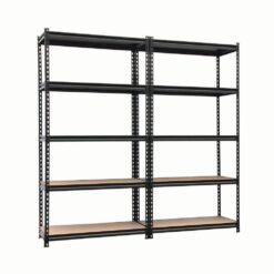 KING'S RACK Black 5-Tier Boltless Tier Height Adjustable Steel Garage Storage Rack Shelving Units (36