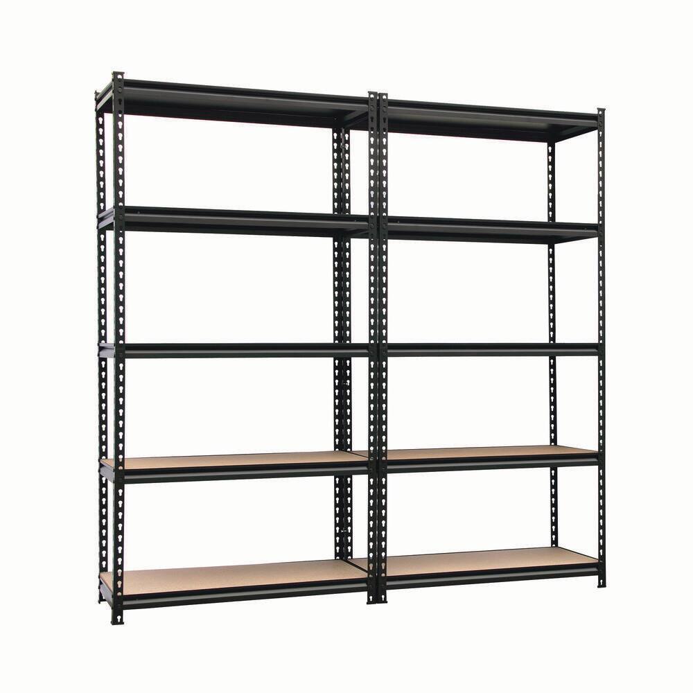 KING'S RACK Black 5-Tier Boltless Tier Height Adjustable Steel Garage Storage Rack Shelving Units (36" W x 18" D x 72" H)