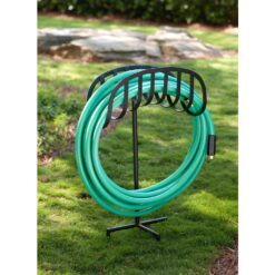 LIBERTY GARDEN 125 ft. Black Steel Decorative Hose Stand Garden Hose Reel