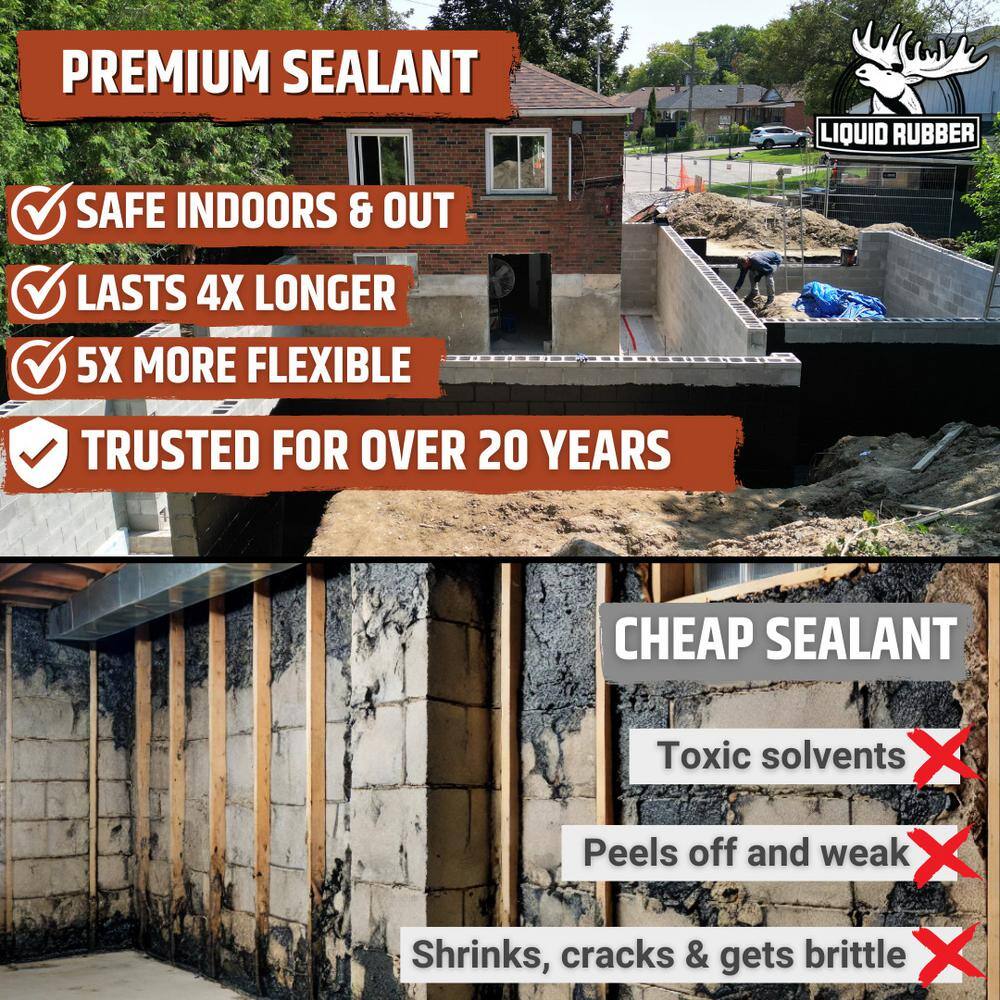 Liquid Rubber Concrete Foundation and Basement Sealant, 5 Gal. Black
