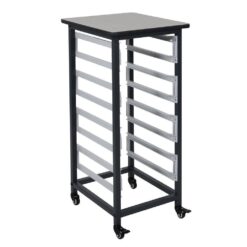 Luxor 17 in. x 20 in. Mobile Bin Storage Cart Single Row and Double Bin in Black Frame