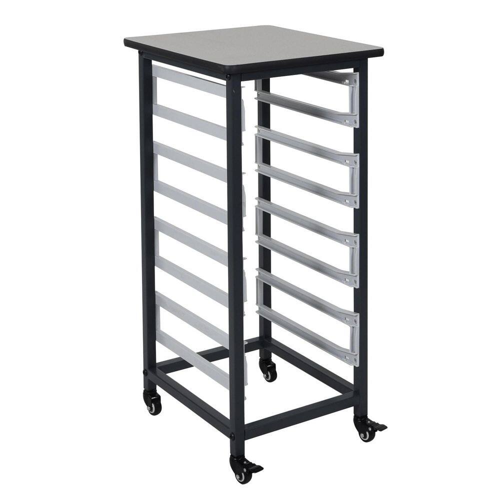 Luxor 17 in. x 20 in. Mobile Bin Storage Cart Single Row and Double Bin in Black Frame