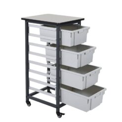 Luxor 17 in. x 20 in. Mobile Bin Storage Cart Single Row and Double Bin in Black Frame