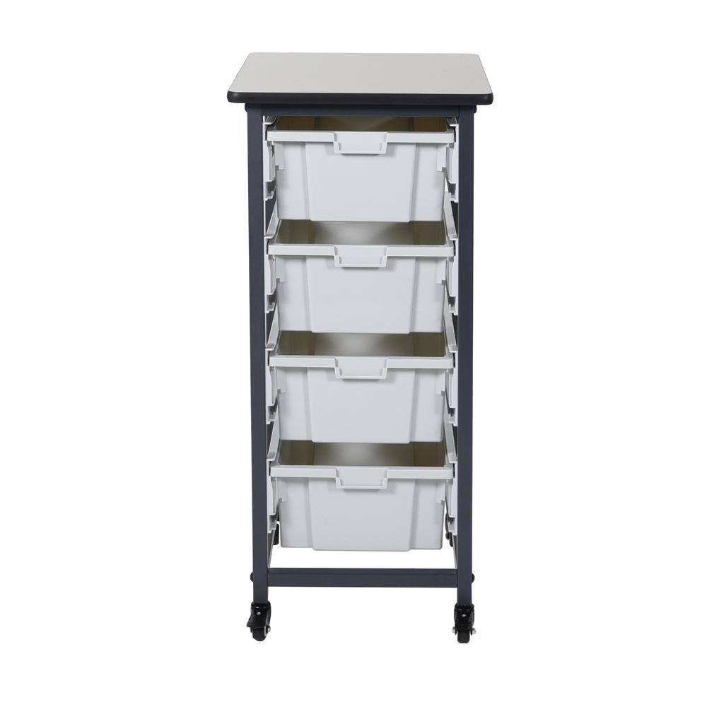 Luxor 17 in. x 20 in. Mobile Bin Storage Cart Single Row and Double Bin in Black Frame