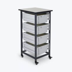 Luxor 17 in. x 20 in. Mobile Bin Storage Cart Single Row and Double Bin in Black Frame