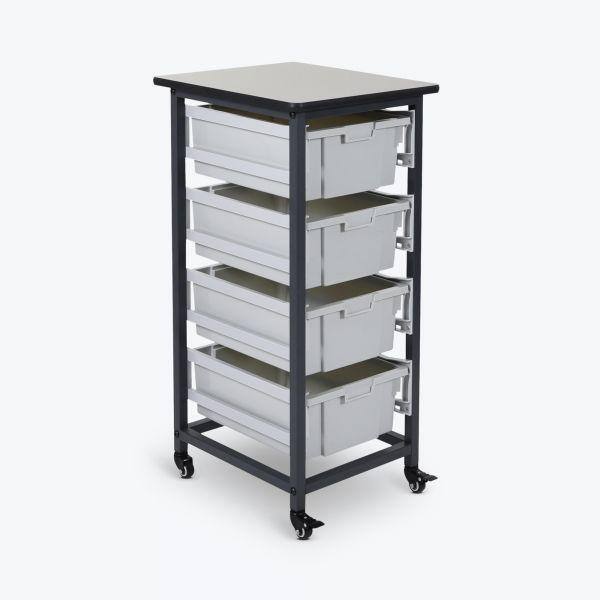 Luxor 17 in. x 20 in. Mobile Bin Storage Cart Single Row and Double Bin in Black Frame