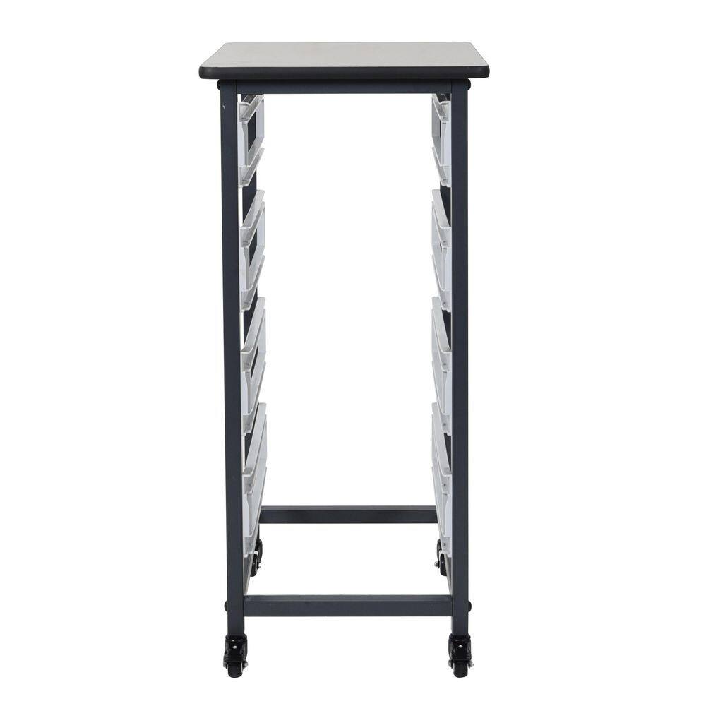 Luxor 17 in. x 20 in. Mobile Bin Storage Cart Single Row and Double Bin in Black Frame