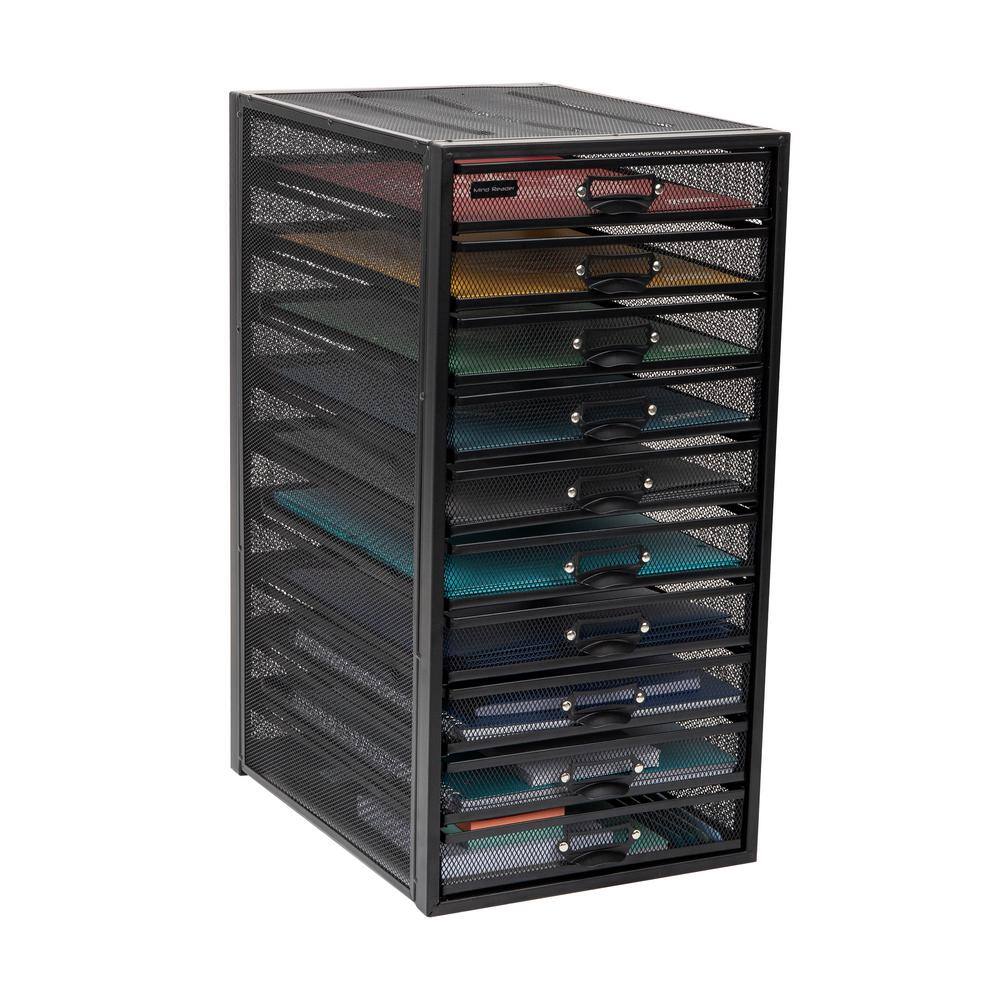 Mind Reader 14 in. W x 21.25 in. H x 10.75 in. D Black Metal 10 Multi-Purpose File Drawer Storage