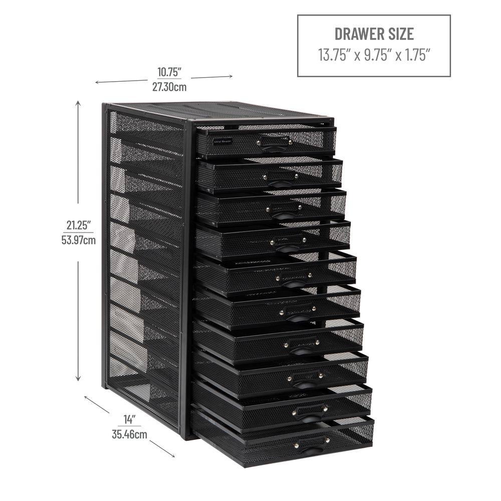 Mind Reader 14 in. W x 21.25 in. H x 10.75 in. D Black Metal 10 Multi-Purpose File Drawer Storage