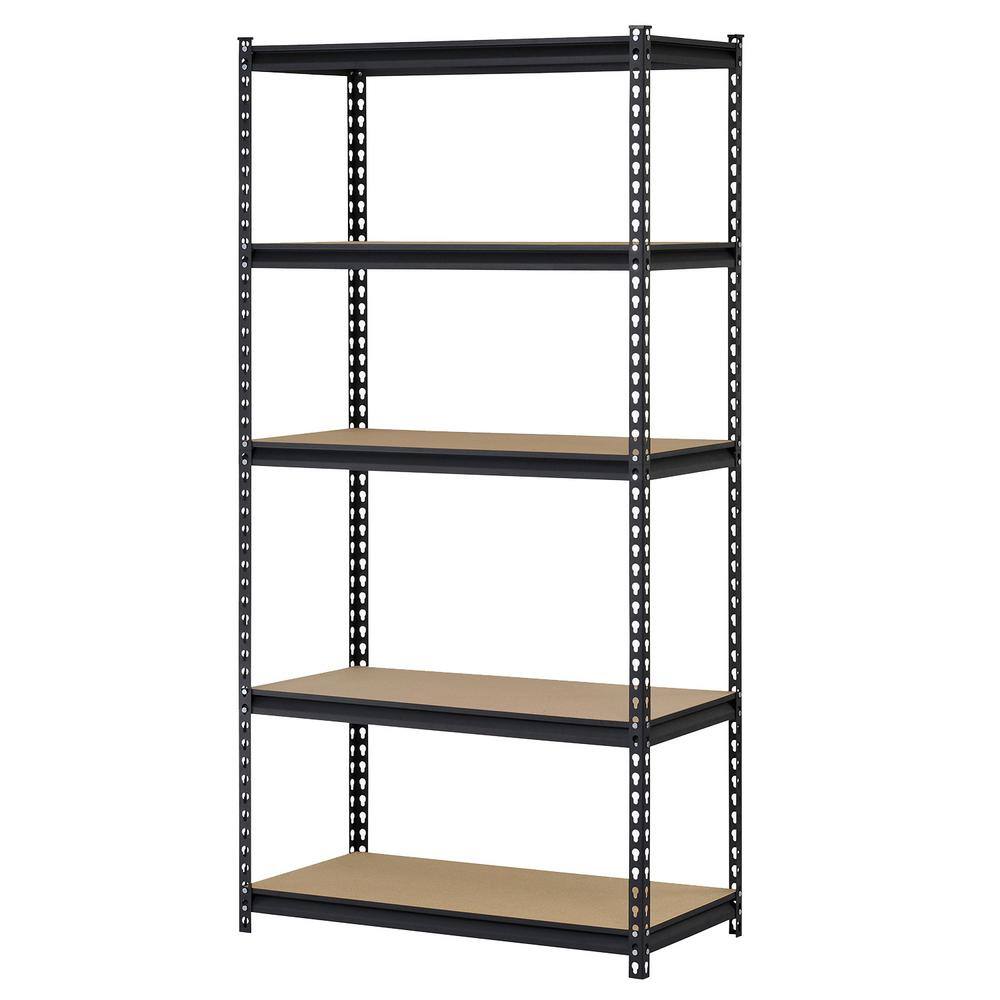 Edsal 5-Tier Steel Garage Storage Shelving Unit in Black Powder Coat (72 in. H x 36 in. W x 18 in. D)