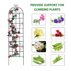 Tunearary 7.2 ft. Black Outdoor Metal Rustproof Garden Trellis, (2-Pack)