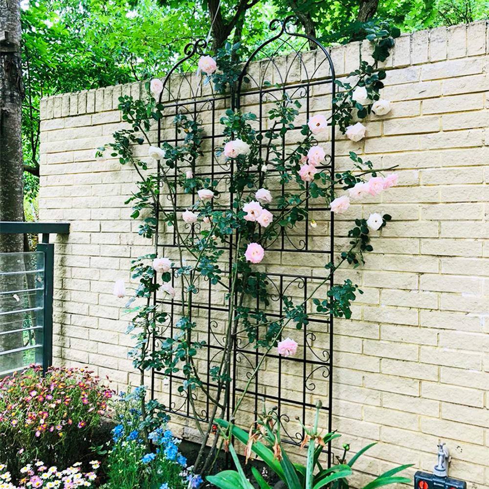 Tunearary 7.2 ft. Black Outdoor Metal Rustproof Garden Trellis, (2-Pack)