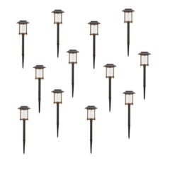 Hampton Bay Parkwood 14 Lumen Bronze 2-Tone Finish LED Weather Resistant Outdoor Solar Path Light with Glass Lens (12-Pack)