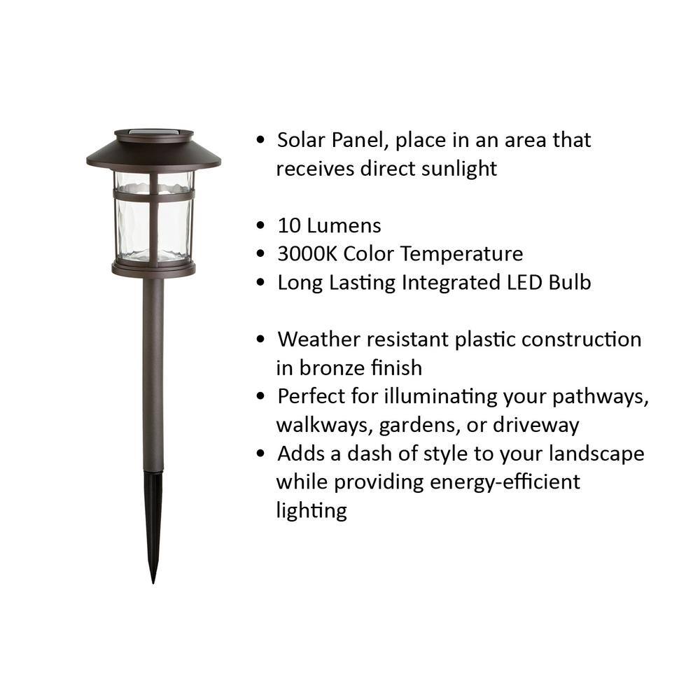 Hampton Bay Duncan 10 Lumen Bronze LED Weather Resistant Outdoor Solar Path Light with Plastic Lens (12-Pack)