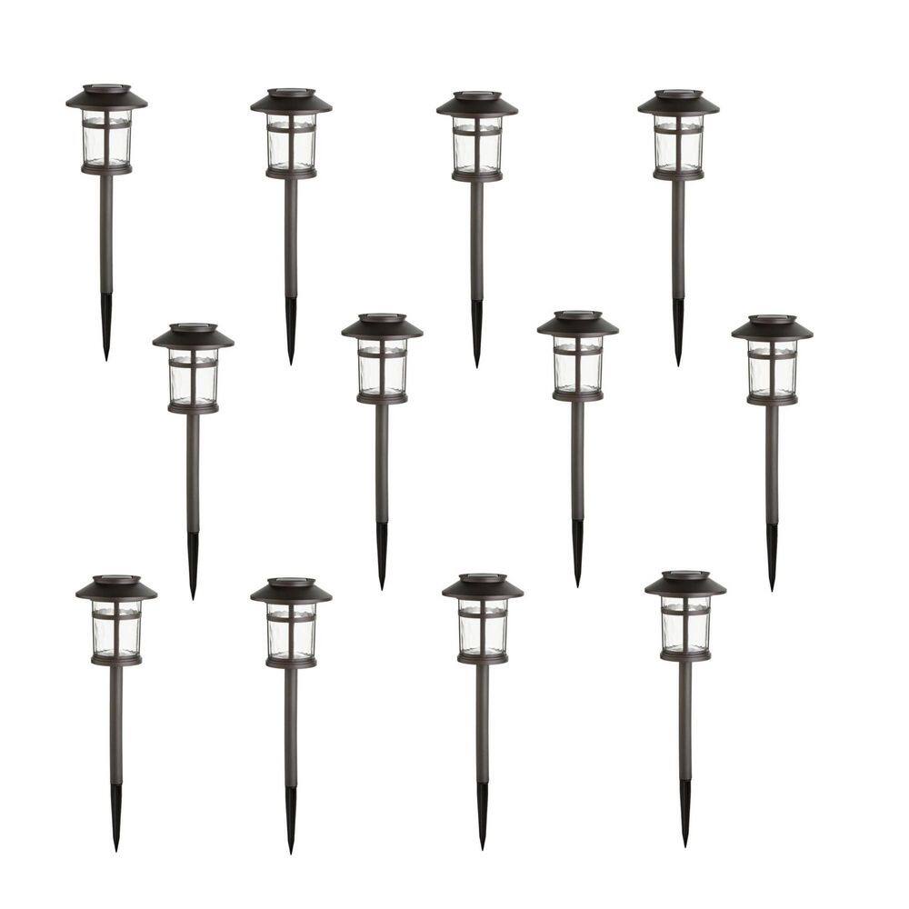 Hampton Bay Duncan 10 Lumen Bronze LED Weather Resistant Outdoor Solar Path Light with Plastic Lens (12-Pack)